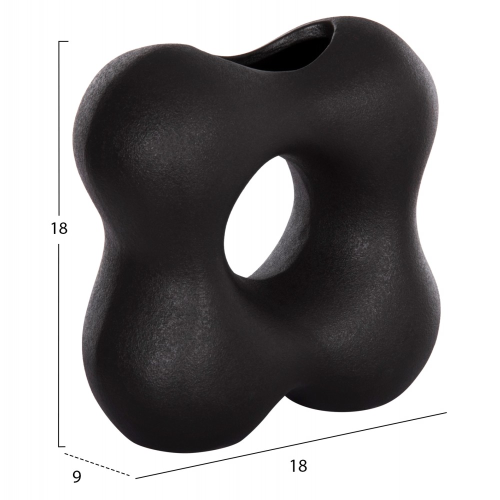 ΕΠΙΤΡΑΠΕΖΙΟ ΚΕΡΑΜΙΚΟ ΔΙΑΚΟΣΜΗΤΙΚΟ SEBOR HM4594.02 ΜΑΥΡΟ ΜΑΤ 18x9x18Υεκ