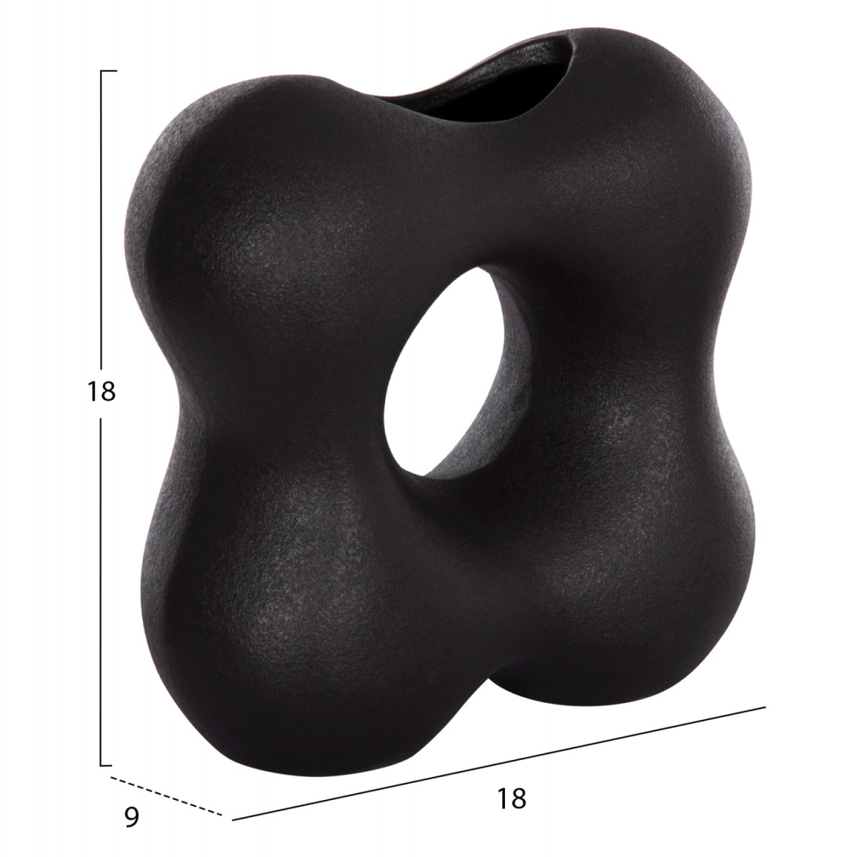 ΕΠΙΤΡΑΠΕΖΙΟ ΚΕΡΑΜΙΚΟ ΔΙΑΚΟΣΜΗΤΙΚΟ SEBOR HM4594.02 ΜΑΥΡΟ ΜΑΤ 18x9x18Υεκ