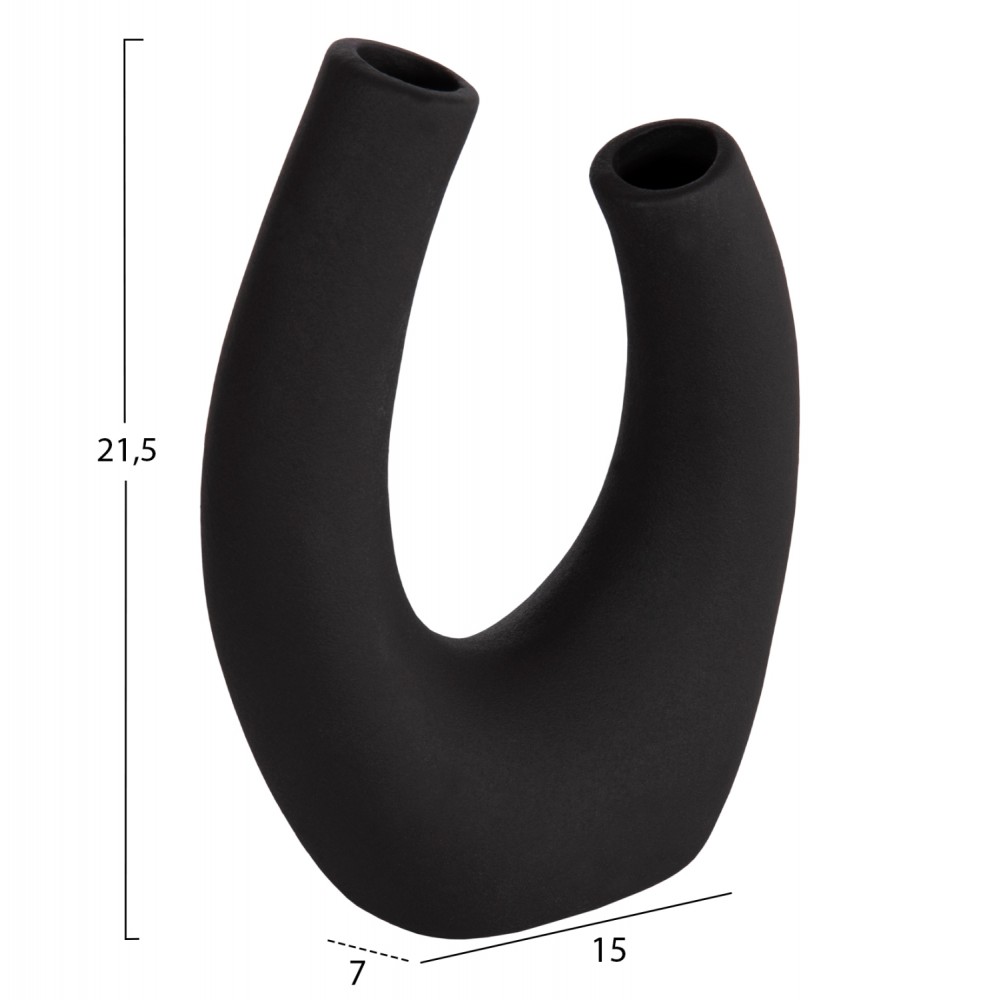 ΕΠΙΤΡΑΠΕΖΙΟ ΚΕΡΑΜΙΚΟ ΔΙΑΚΟΣΜΗΤΙΚΟ ELLIPTO HM4643.02 ΜΑΥΡΟ ΜΑΤ 15x7x21,5Υεκ