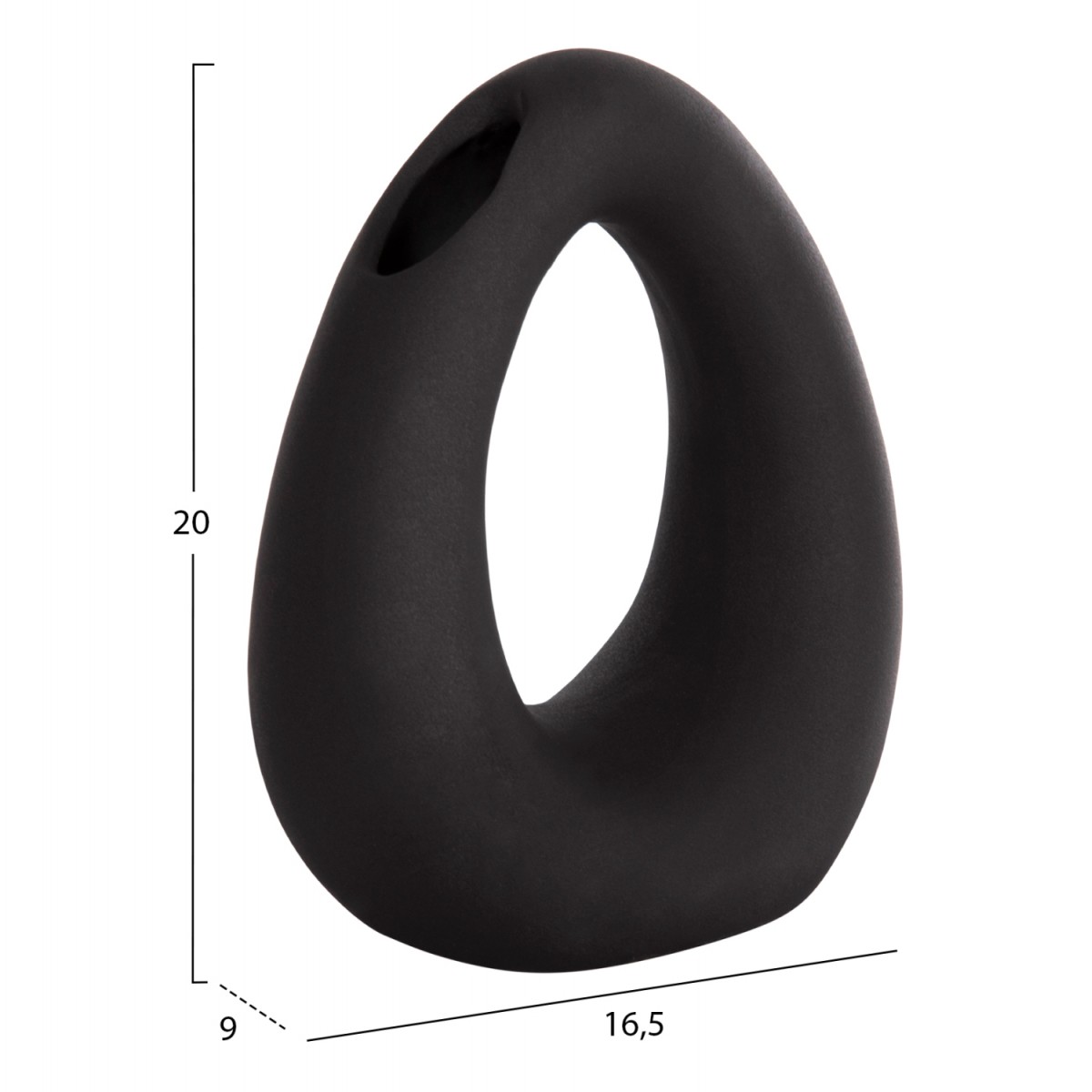 ΕΠΙΤΡΑΠΕΖΙΟ ΚΕΡΑΜΙΚΟ ΔΙΑΚΟΣΜΗΤΙΚΟ ELLIPTO HM4644.02 ΜΑΥΡΟ ΜΑΤ 16,5x9x20Υεκ