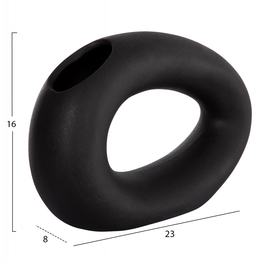 ΕΠΙΤΡΑΠΕΖΙΟ ΚΕΡΑΜΙΚΟ ΔΙΑΚΟΣΜΗΤΙΚΟ ELLIPTO HM4645.02 ΜΑΥΡΟ ΜΑΤ 23x8x16Υ εκ