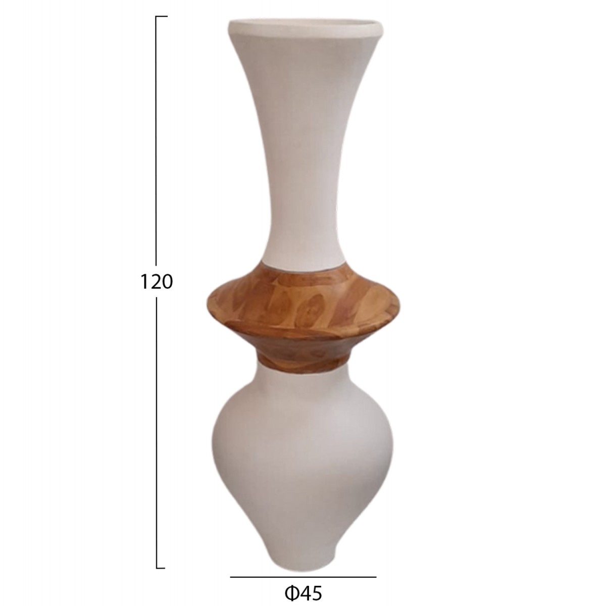 ΔΙΑΚΟΣΜΗΤΙΚΟ ΒΑΖΟ ΔΑΠΕΔΟΥ NEBULA HM4660.02S FIBER CEMENT ΛΕΥΚΟ--ΞΥΛΟ ΤΕΑΚ Φ45x120Υεκ