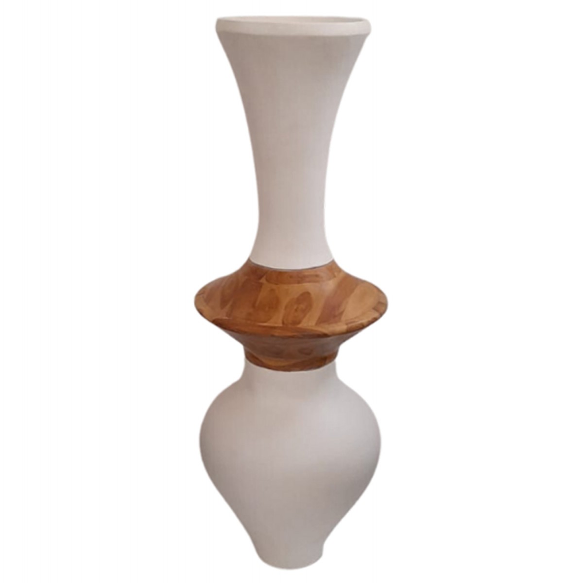 ΔΙΑΚΟΣΜΗΤΙΚΟ ΒΑΖΟ ΔΑΠΕΔΟΥ NEBULA HM4660.02S FIBER CEMENT ΛΕΥΚΟ--ΞΥΛΟ ΤΕΑΚ Φ45x120Υεκ