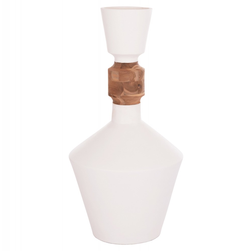 ΔΙΑΚΟΣΜΗΤΙΚΟ ΒΑΖΟ ΔΑΠΕΔΟΥ NEBULA HM4661.02 FIBER CEMENT ΛΕΥΚΟ--ΞΥΛΟ ΤΕΑΚ Φ60x115Υεκ.