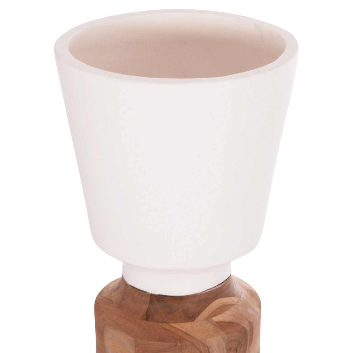 ΔΙΑΚΟΣΜΗΤΙΚΟ ΒΑΖΟ ΔΑΠΕΔΟΥ NEBULA HM4661.02 FIBER CEMENT ΛΕΥΚΟ--ΞΥΛΟ ΤΕΑΚ Φ60x115Υεκ.