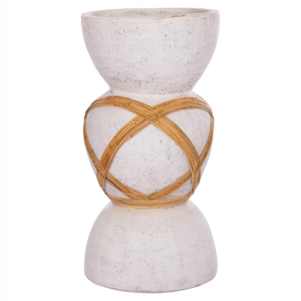 ΔΙΑΚΟΣΜΗΤΙΚΟ ΒΑΖΟ ΔΑΠΕΔΟΥ MAYNARD HM4672.02L TERRACOTTA ΛΕΥΚΟ--RATTAN Φ32x62.5Υεκ.