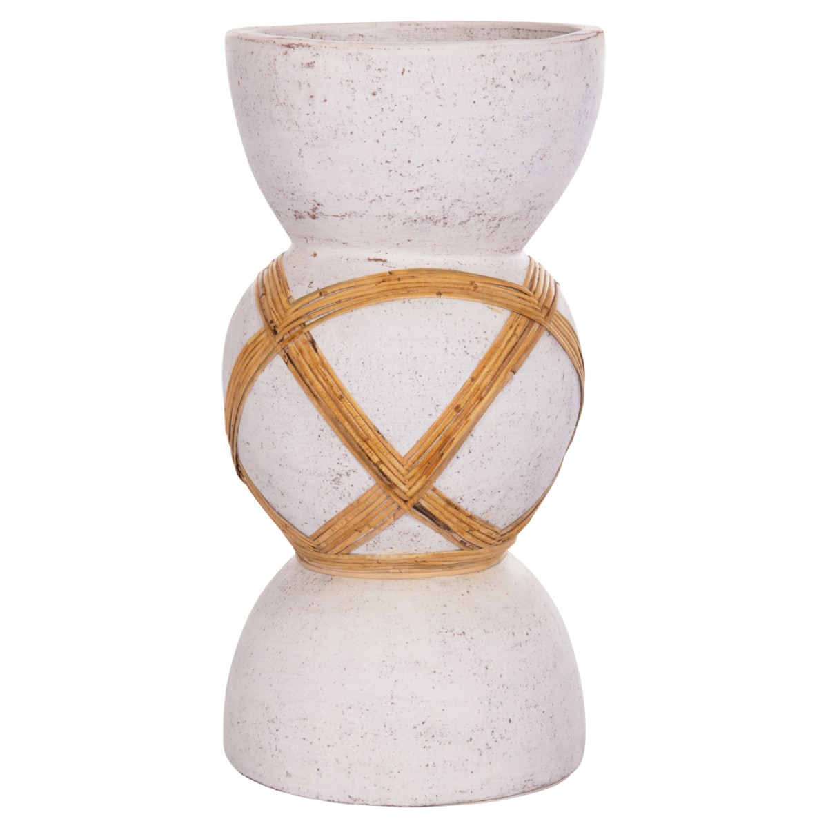 ΔΙΑΚΟΣΜΗΤΙΚΟ ΒΑΖΟ ΔΑΠΕΔΟΥ MAYNARD HM4672.02L TERRACOTTA ΛΕΥΚΟ--RATTAN Φ32x62.5Υεκ.