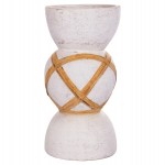 ΔΙΑΚΟΣΜΗΤΙΚΟ ΒΑΖΟ ΔΑΠΕΔΟΥ MAYNARD HM4672.02L TERRACOTTA ΛΕΥΚΟ--RATTAN Φ32x62.5Υεκ.