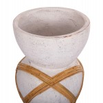 ΔΙΑΚΟΣΜΗΤΙΚΟ ΒΑΖΟ ΔΑΠΕΔΟΥ MAYNARD HM4672.02L TERRACOTTA ΛΕΥΚΟ--RATTAN Φ32x62.5Υεκ.
