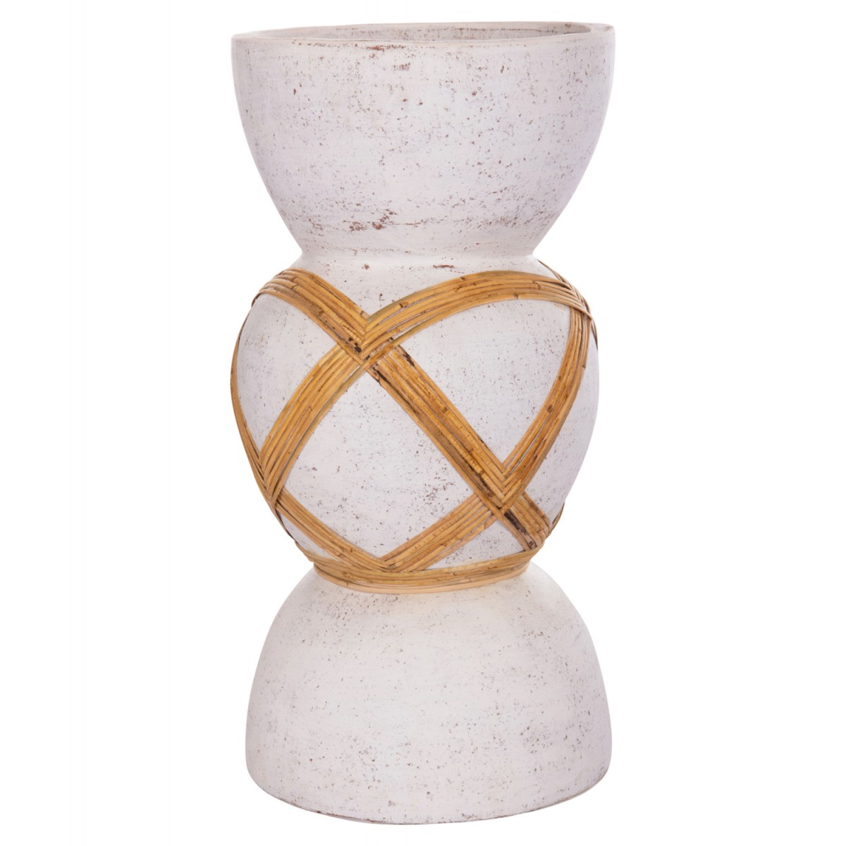ΔΙΑΚΟΣΜΗΤΙΚΟ ΒΑΖΟ ΔΑΠΕΔΟΥ MAYNARD HM4672.02L TERRACOTTA ΛΕΥΚΟ--RATTAN Φ32x62.5Υεκ.