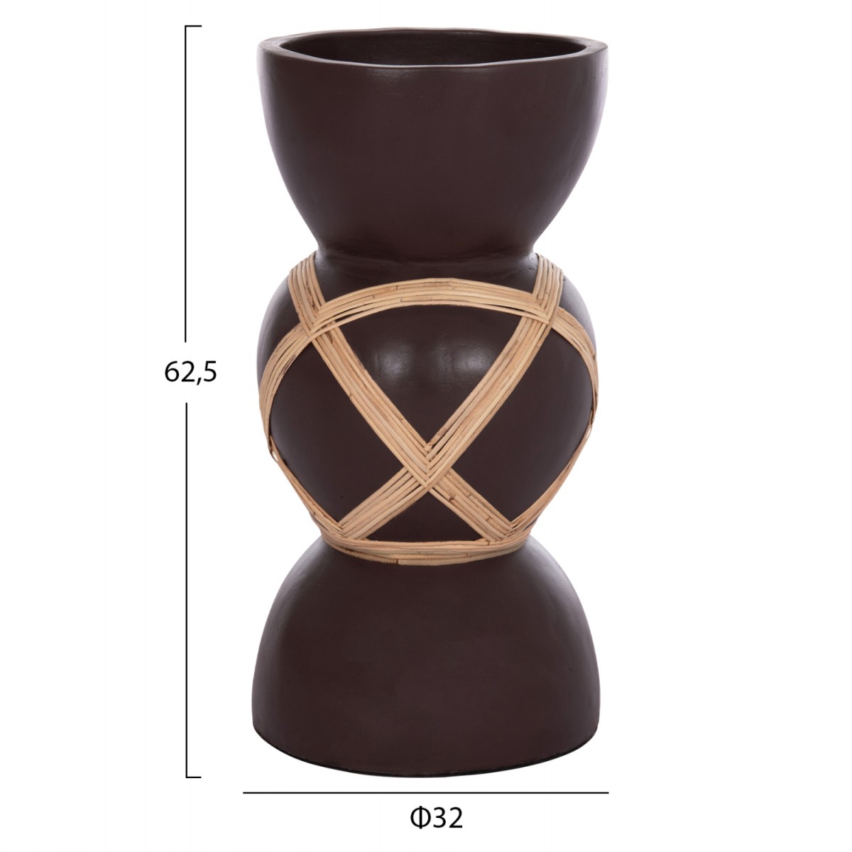 ΔΙΑΚΟΣΜΗΤΙΚΟ ΒΑΖΟ ΔΑΠΕΔΟΥ MAYNARD HM4672.07L TERRACOTTA ΣΟΚΟΛΑΤΙ-RATTAN Φ32x62.5Υεκ