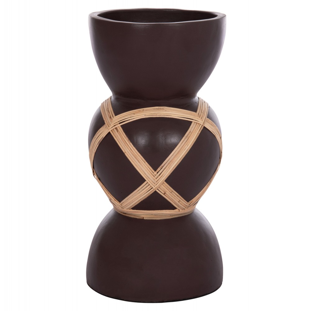 ΔΙΑΚΟΣΜΗΤΙΚΟ ΒΑΖΟ ΔΑΠΕΔΟΥ MAYNARD HM4672.07L TERRACOTTA ΣΟΚΟΛΑΤΙ-RATTAN Φ32x62.5Υεκ