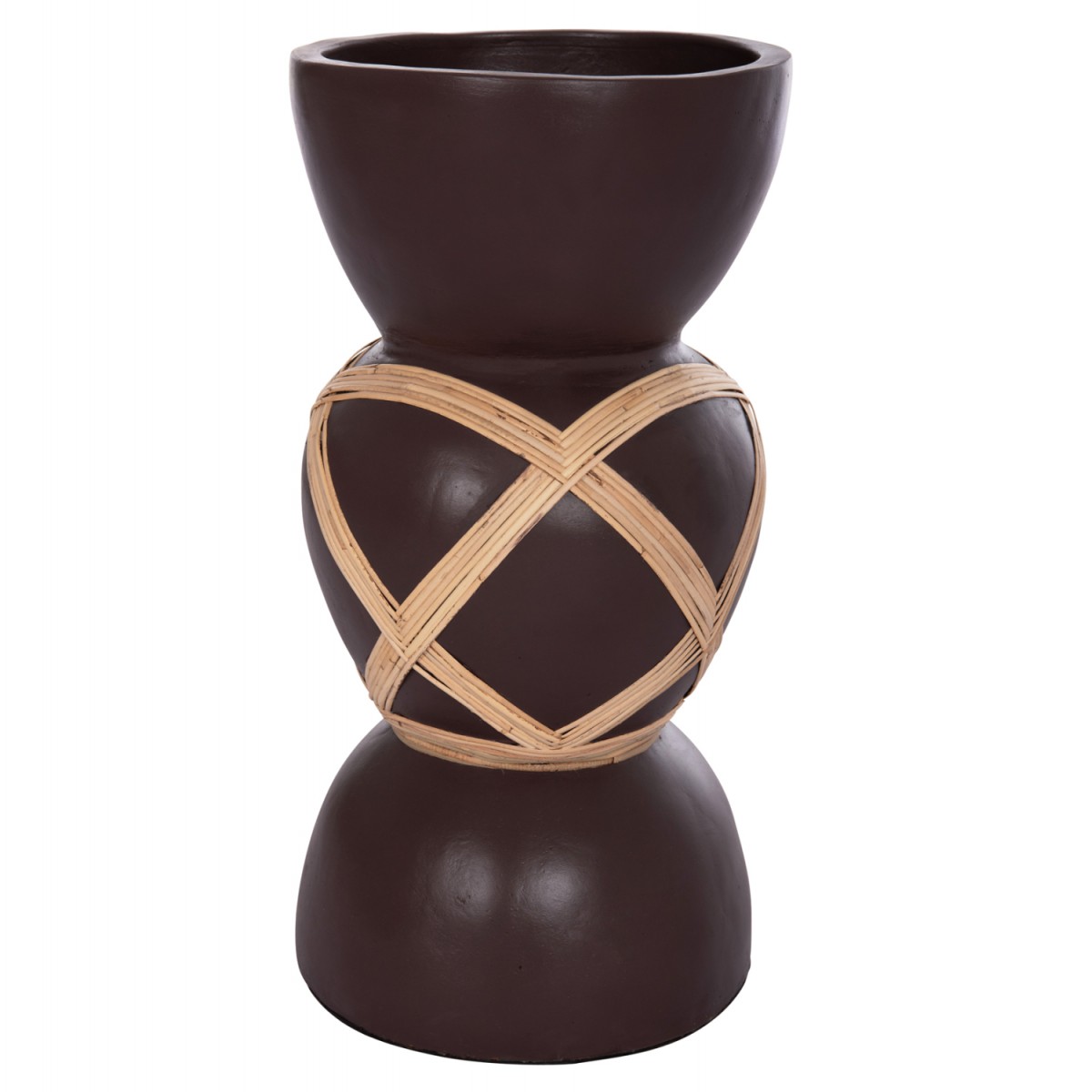 ΔΙΑΚΟΣΜΗΤΙΚΟ ΒΑΖΟ ΔΑΠΕΔΟΥ MAYNARD HM4672.07L TERRACOTTA ΣΟΚΟΛΑΤΙ-RATTAN Φ32x62.5Υεκ