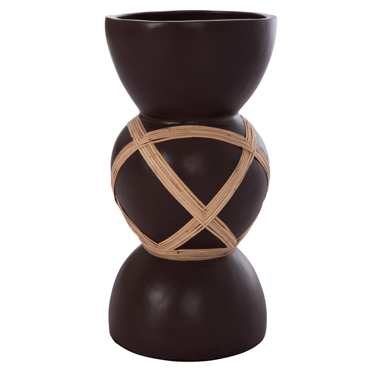 ΔΙΑΚΟΣΜΗΤΙΚΟ ΒΑΖΟ ΔΑΠΕΔΟΥ MAYNARD HM4672.07L TERRACOTTA ΣΟΚΟΛΑΤΙ-RATTAN Φ32x62.5Υεκ