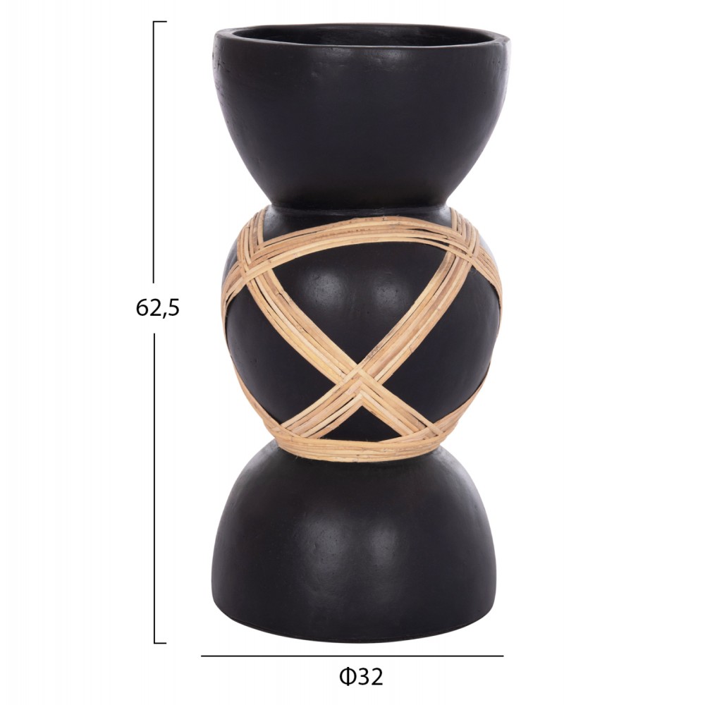 ΔΙΑΚΟΣΜΗΤΙΚΟ ΒΑΖΟ ΔΑΠΕΔΟΥ MAYNARD HM4672.01L TERRACOTTA ΜΑΥΡΟ-RATTAN Φ32x62.5Υεκ