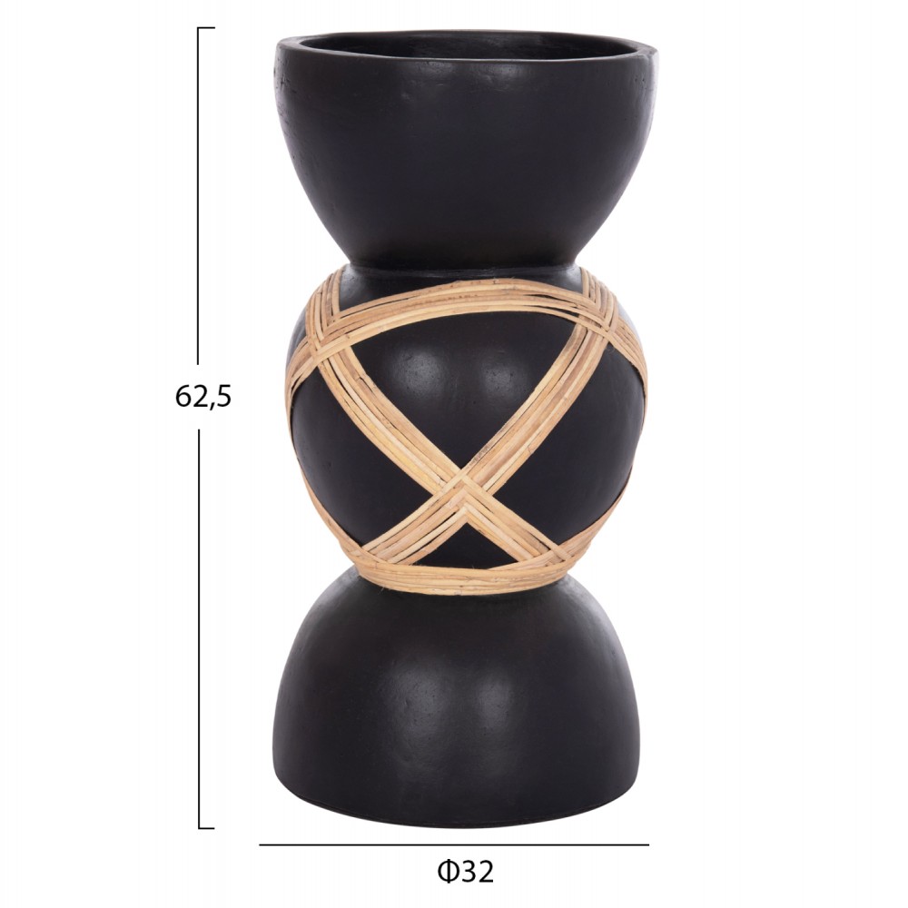 ΔΙΑΚΟΣΜΗΤΙΚΟ ΒΑΖΟ ΔΑΠΕΔΟΥ MAYNARD HM4672.01L TERRACOTTA ΜΑΥΡΟ-RATTAN Φ32x62.5Υεκ