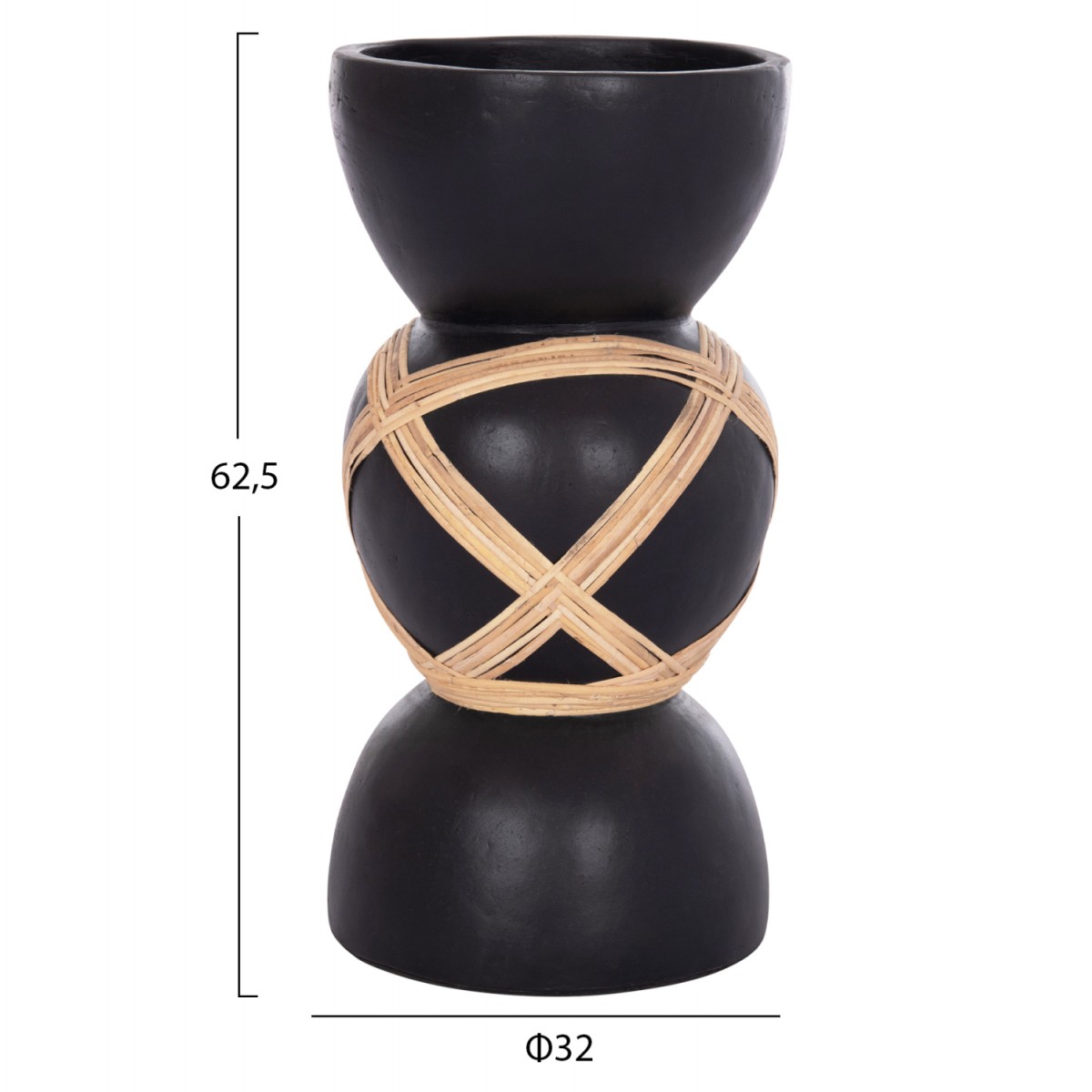 ΔΙΑΚΟΣΜΗΤΙΚΟ ΒΑΖΟ ΔΑΠΕΔΟΥ MAYNARD HM4672.01L TERRACOTTA ΜΑΥΡΟ-RATTAN Φ32x62.5Υεκ
