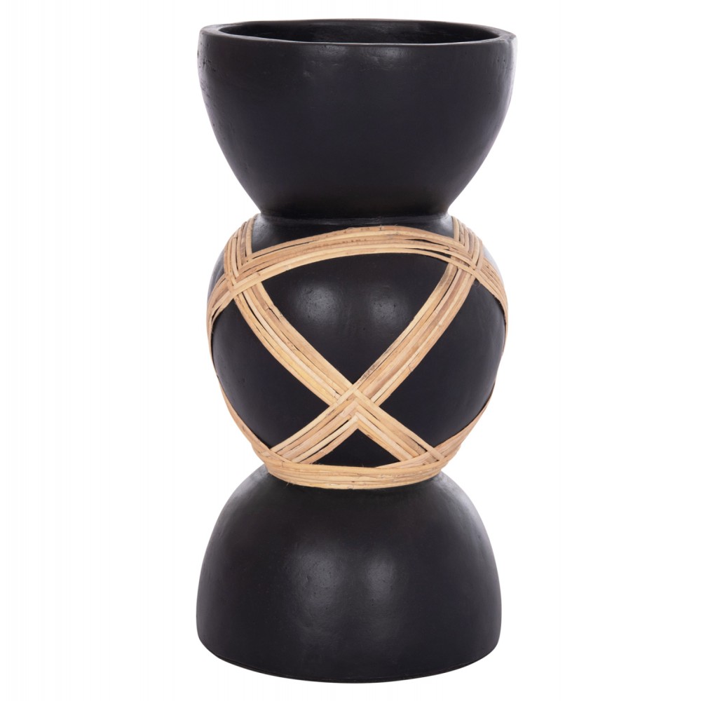 ΔΙΑΚΟΣΜΗΤΙΚΟ ΒΑΖΟ ΔΑΠΕΔΟΥ MAYNARD HM4672.01L TERRACOTTA ΜΑΥΡΟ-RATTAN Φ32x62.5Υεκ