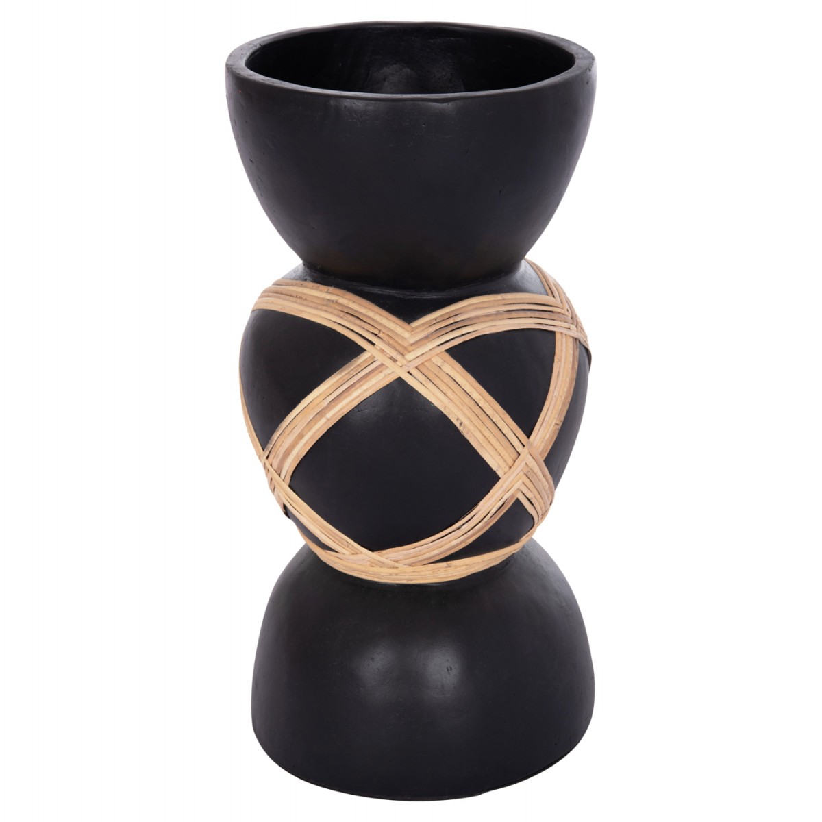 ΔΙΑΚΟΣΜΗΤΙΚΟ ΒΑΖΟ ΔΑΠΕΔΟΥ MAYNARD HM4672.01L TERRACOTTA ΜΑΥΡΟ-RATTAN Φ32x62.5Υεκ