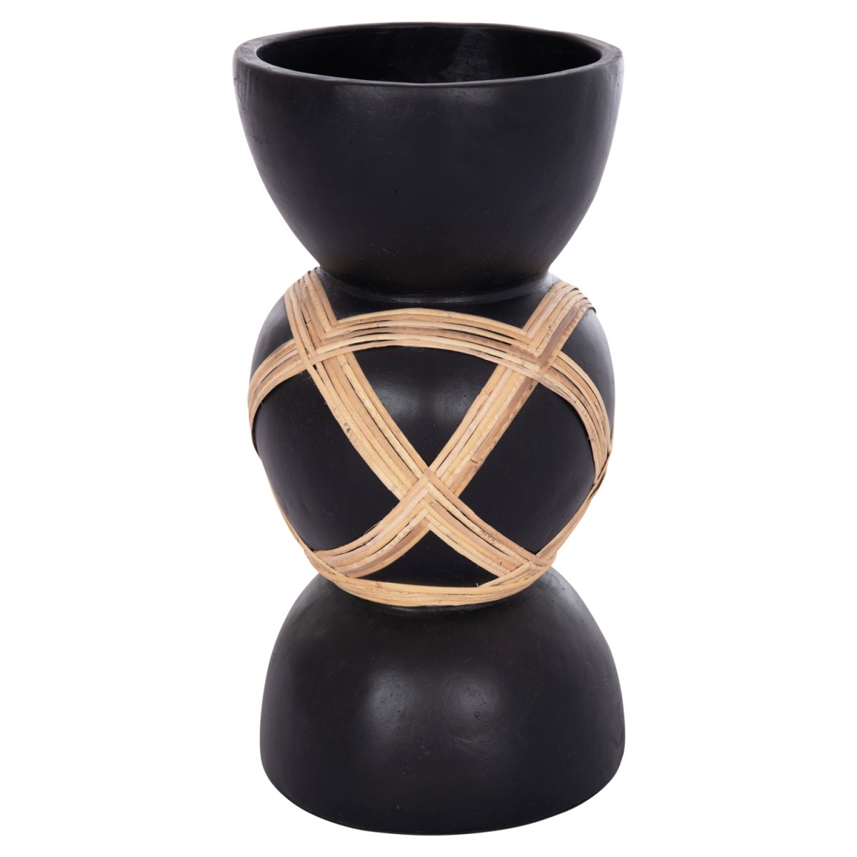 ΔΙΑΚΟΣΜΗΤΙΚΟ ΒΑΖΟ ΔΑΠΕΔΟΥ MAYNARD HM4672.01L TERRACOTTA ΜΑΥΡΟ-RATTAN Φ32x62.5Υεκ