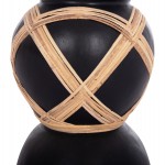 ΔΙΑΚΟΣΜΗΤΙΚΟ ΒΑΖΟ ΔΑΠΕΔΟΥ MAYNARD HM4672.01L TERRACOTTA ΜΑΥΡΟ-RATTAN Φ32x62.5Υεκ