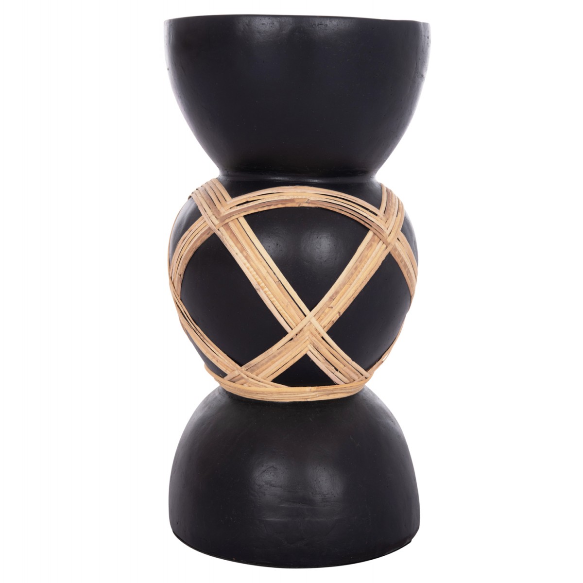 ΔΙΑΚΟΣΜΗΤΙΚΟ ΒΑΖΟ ΔΑΠΕΔΟΥ MAYNARD HM4672.01L TERRACOTTA ΜΑΥΡΟ-RATTAN Φ32x62.5Υεκ