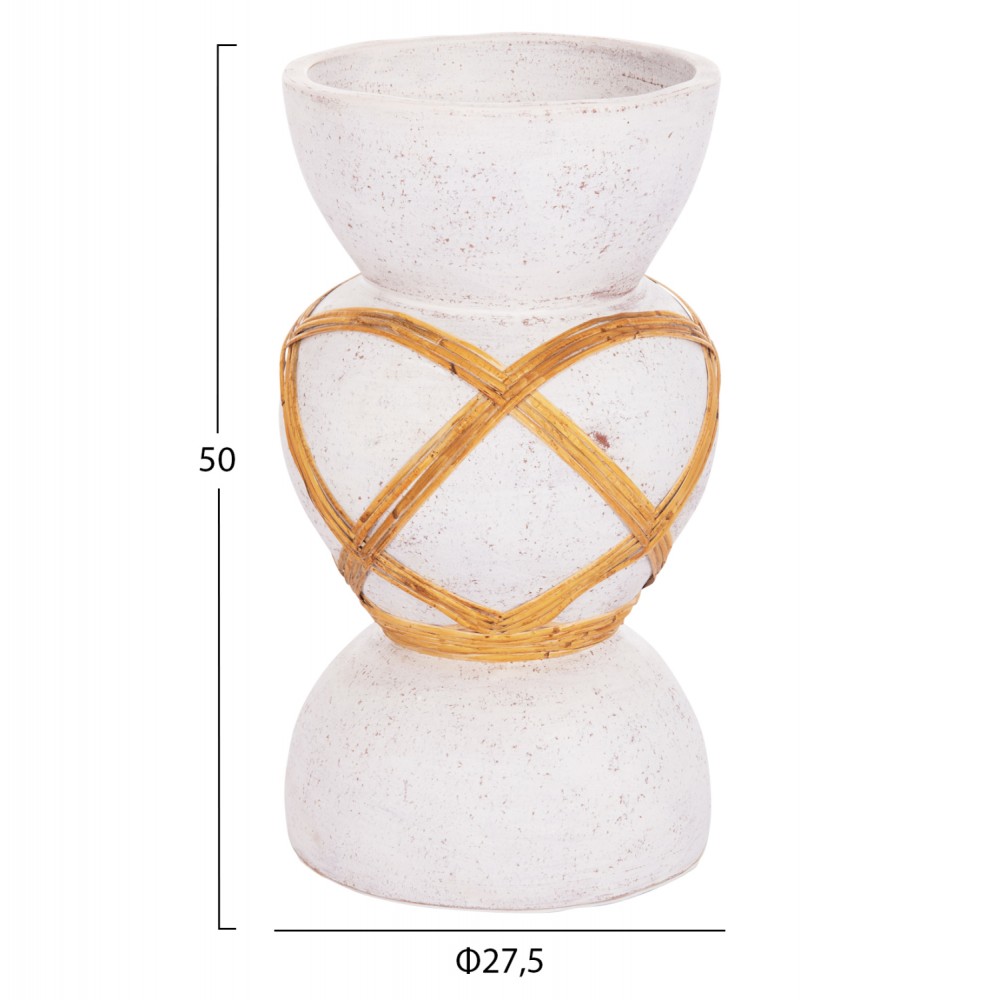 ΔΙΑΚΟΣΜΗΤΙΚΟ ΒΑΖΟ ΔΑΠΕΔΟΥ MAYNARD HM4672.02S TERRACOTTA ΛΕΥΚΟ--RATTAN Φ27.5x50Υεκ