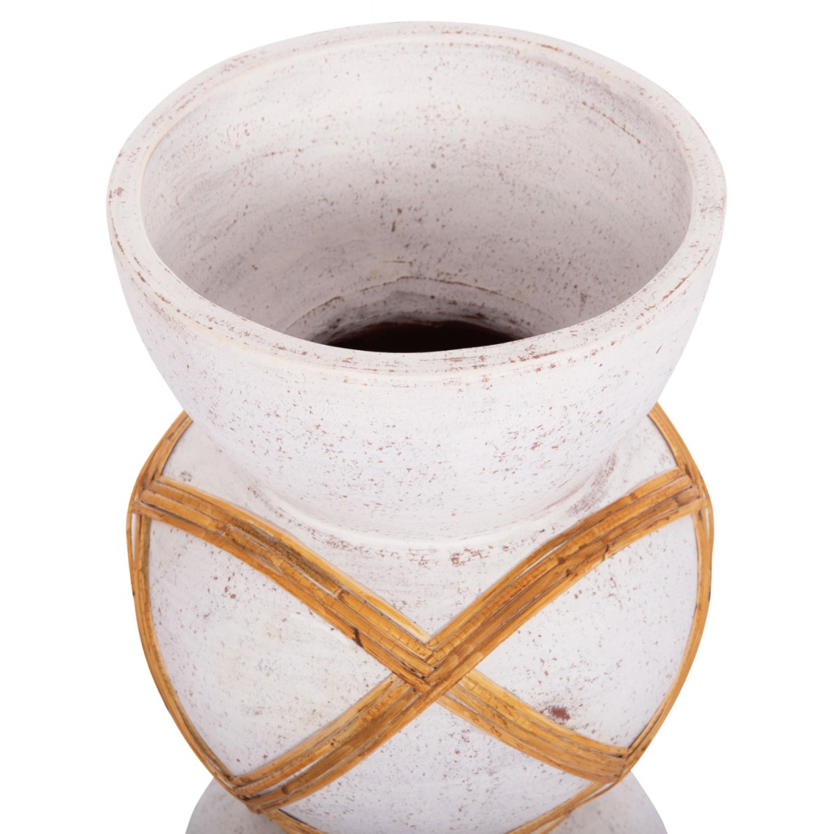 ΔΙΑΚΟΣΜΗΤΙΚΟ ΒΑΖΟ ΔΑΠΕΔΟΥ MAYNARD HM4672.02S TERRACOTTA ΛΕΥΚΟ--RATTAN Φ27.5x50Υεκ