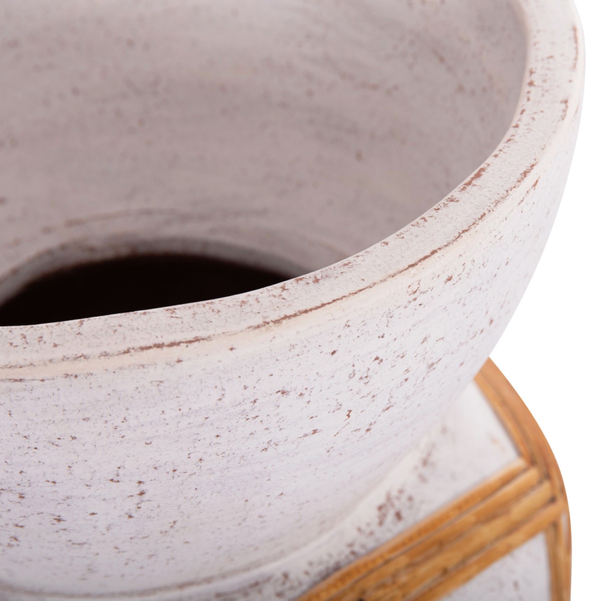 ΔΙΑΚΟΣΜΗΤΙΚΟ ΒΑΖΟ ΔΑΠΕΔΟΥ MAYNARD HM4672.02S TERRACOTTA ΛΕΥΚΟ--RATTAN Φ27.5x50Υεκ