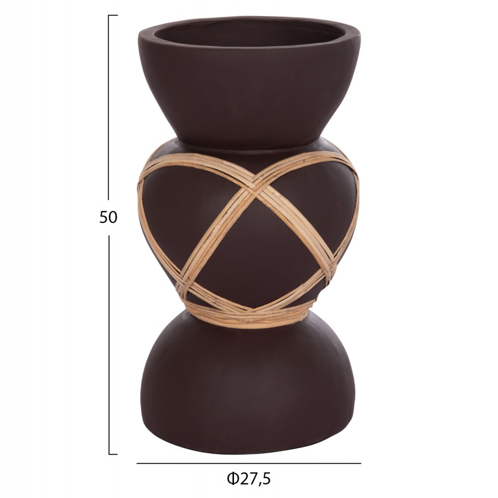 ΔΙΑΚΟΣΜΗΤΙΚΟ ΒΑΖΟ ΔΑΠΕΔΟΥ MAYNARD HM4672.07S TERRACOTTA ΣΟΚΟΛΑΤΙ-RATTAN Φ27.5x50Υεκ