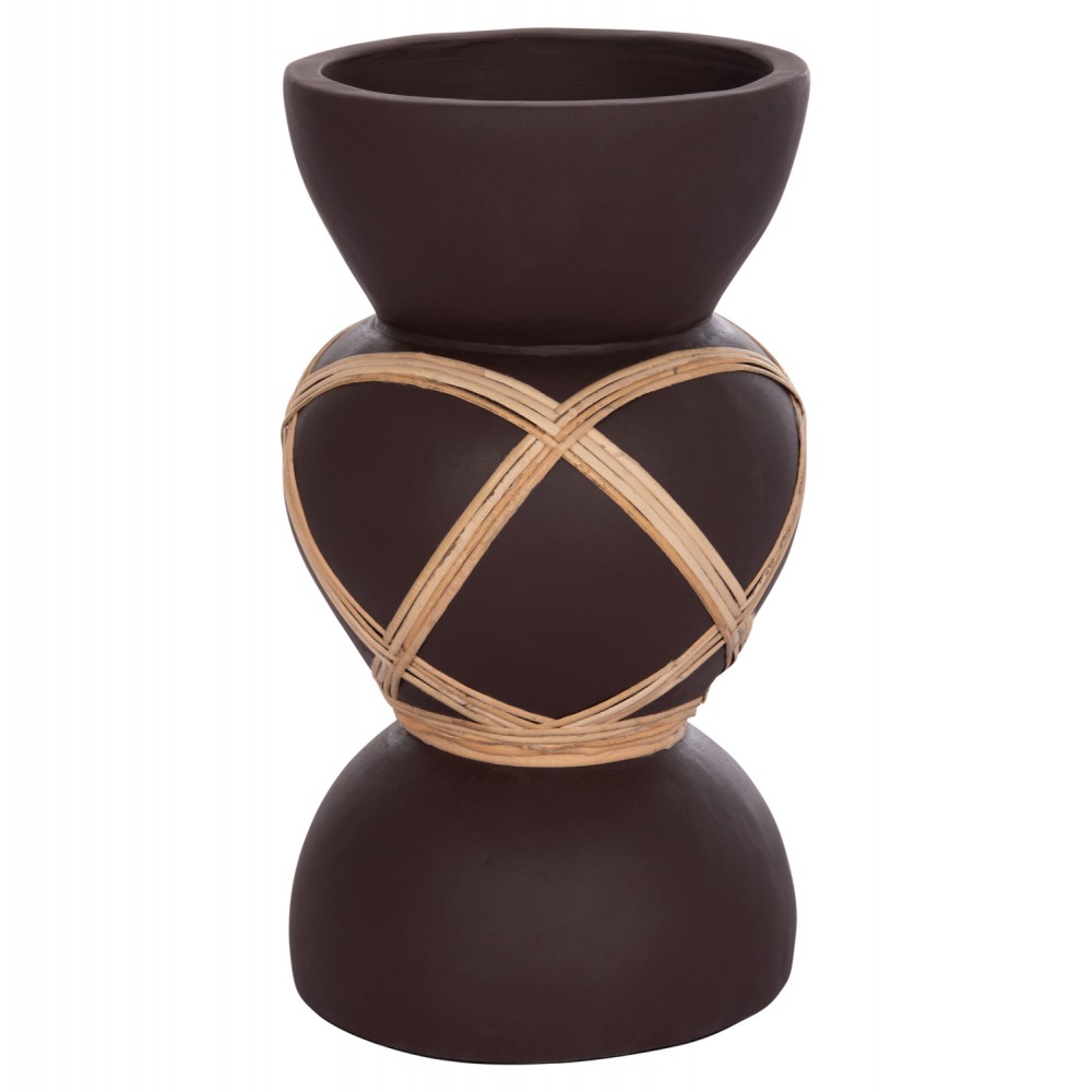 ΔΙΑΚΟΣΜΗΤΙΚΟ ΒΑΖΟ ΔΑΠΕΔΟΥ MAYNARD HM4672.07S TERRACOTTA ΣΟΚΟΛΑΤΙ-RATTAN Φ27.5x50Υεκ