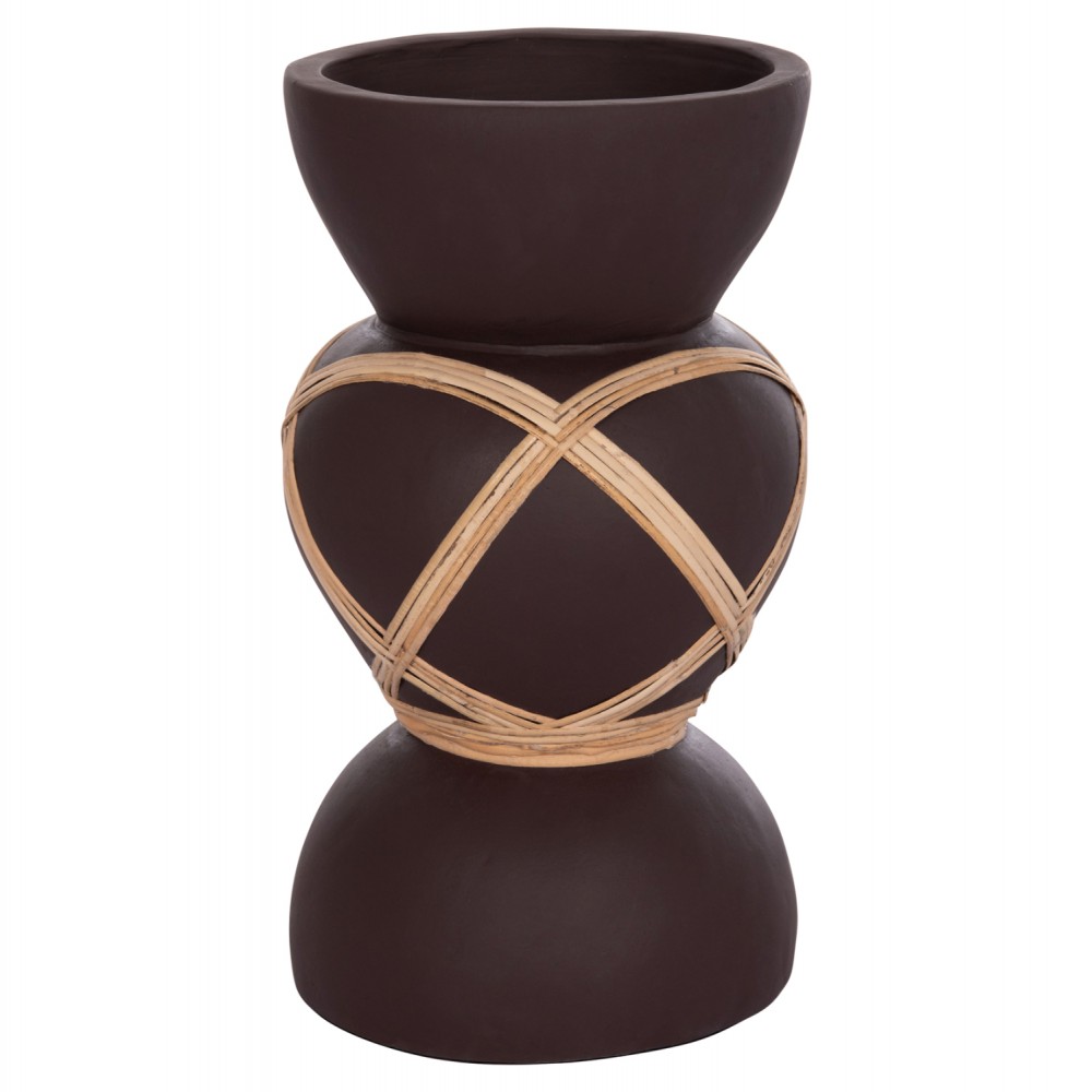 ΔΙΑΚΟΣΜΗΤΙΚΟ ΒΑΖΟ ΔΑΠΕΔΟΥ MAYNARD HM4672.07S TERRACOTTA ΣΟΚΟΛΑΤΙ-RATTAN Φ27.5x50Υεκ