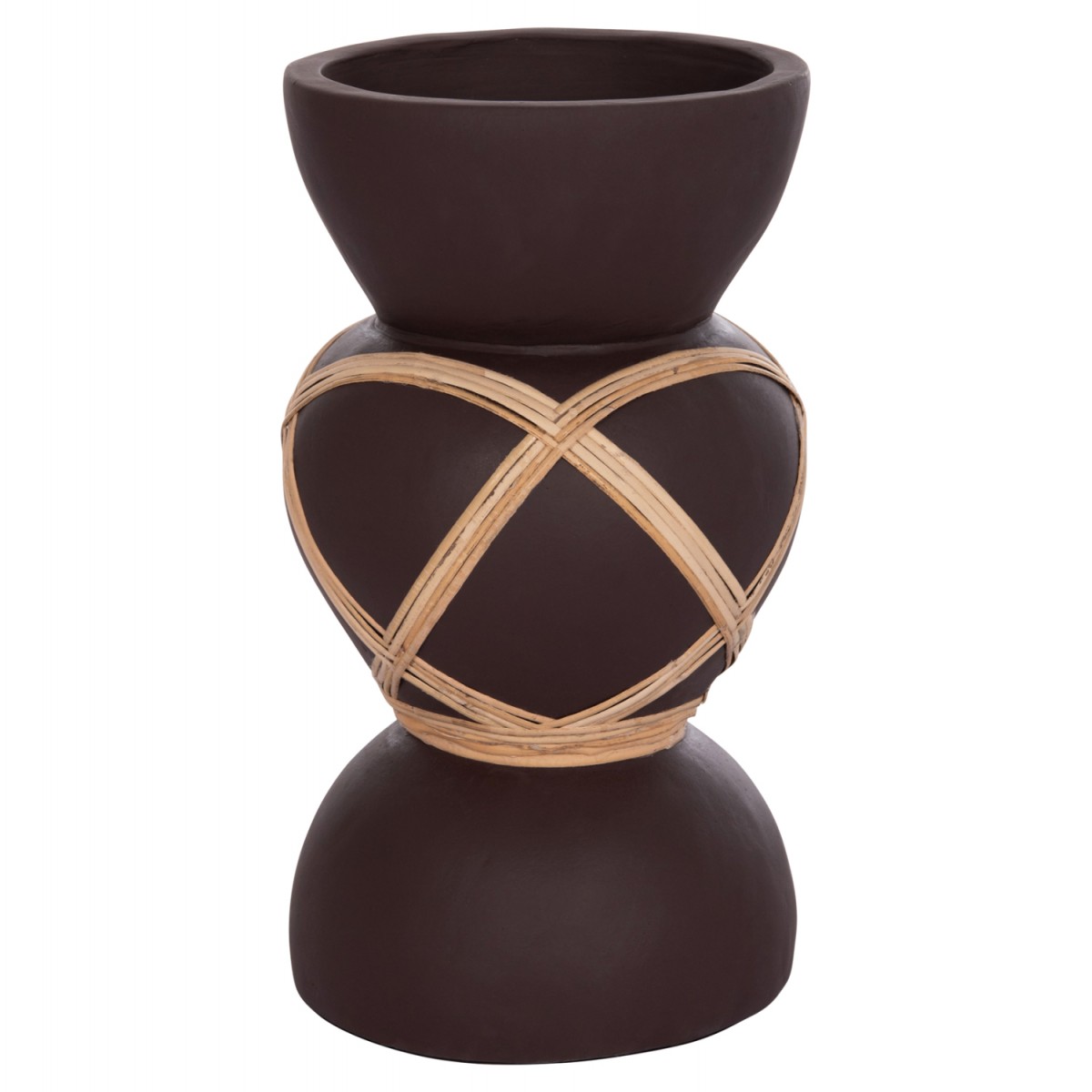 ΔΙΑΚΟΣΜΗΤΙΚΟ ΒΑΖΟ ΔΑΠΕΔΟΥ MAYNARD HM4672.07S TERRACOTTA ΣΟΚΟΛΑΤΙ-RATTAN Φ27.5x50Υεκ