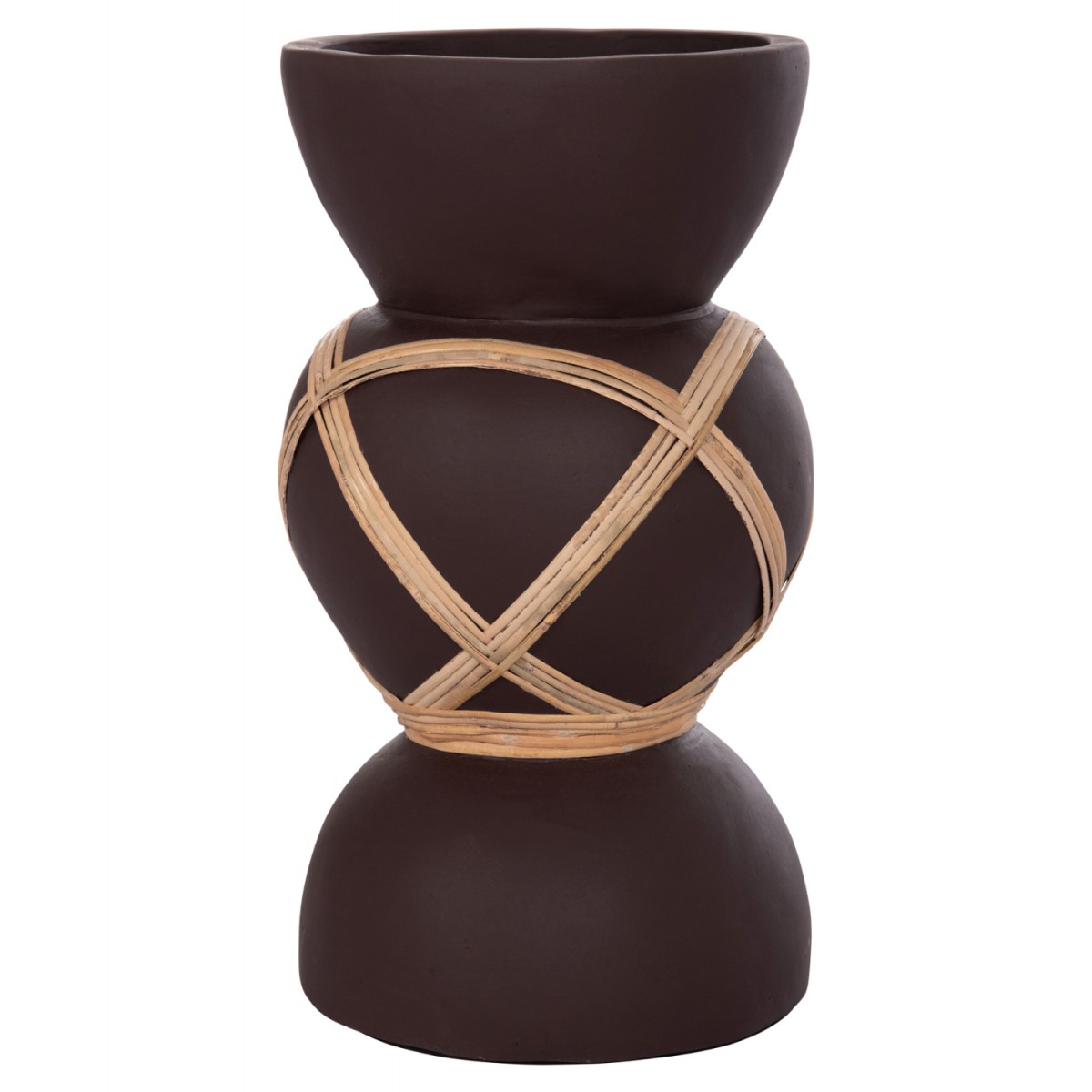 ΔΙΑΚΟΣΜΗΤΙΚΟ ΒΑΖΟ ΔΑΠΕΔΟΥ MAYNARD HM4672.07S TERRACOTTA ΣΟΚΟΛΑΤΙ-RATTAN Φ27.5x50Υεκ