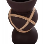 ΔΙΑΚΟΣΜΗΤΙΚΟ ΒΑΖΟ ΔΑΠΕΔΟΥ MAYNARD HM4672.07S TERRACOTTA ΣΟΚΟΛΑΤΙ-RATTAN Φ27.5x50Υεκ