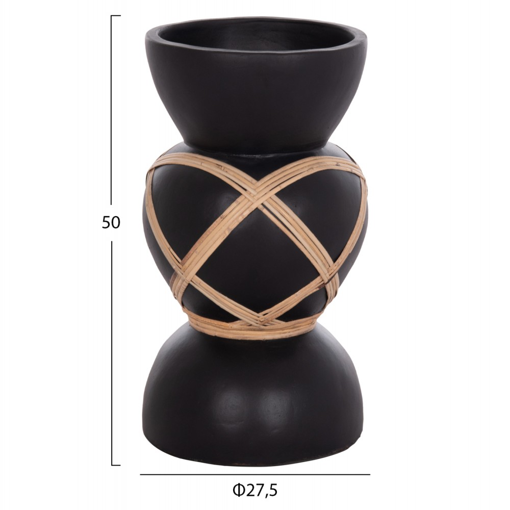 ΔΙΑΚΟΣΜΗΤΙΚΟ ΒΑΖΟ ΔΑΠΕΔΟΥ MAYNARD HM4672.01S TERRACOTTA ΜΑΥΡΟ-RATTAN Φ27.5x50Υ