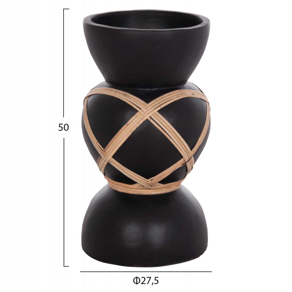 ΔΙΑΚΟΣΜΗΤΙΚΟ ΒΑΖΟ ΔΑΠΕΔΟΥ MAYNARD HM4672.01S TERRACOTTA ΜΑΥΡΟ-RATTAN Φ27.5x50Υ