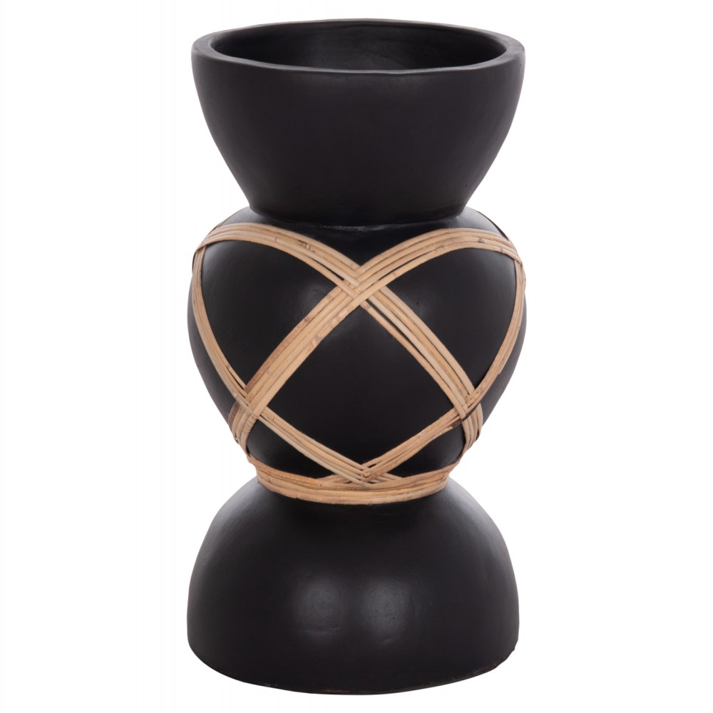ΔΙΑΚΟΣΜΗΤΙΚΟ ΒΑΖΟ ΔΑΠΕΔΟΥ MAYNARD HM4672.01S TERRACOTTA ΜΑΥΡΟ-RATTAN Φ27.5x50Υ