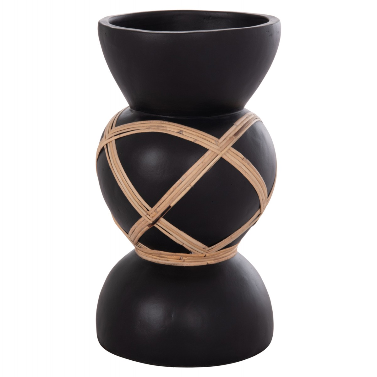 ΔΙΑΚΟΣΜΗΤΙΚΟ ΒΑΖΟ ΔΑΠΕΔΟΥ MAYNARD HM4672.01S TERRACOTTA ΜΑΥΡΟ-RATTAN Φ27.5x50Υ