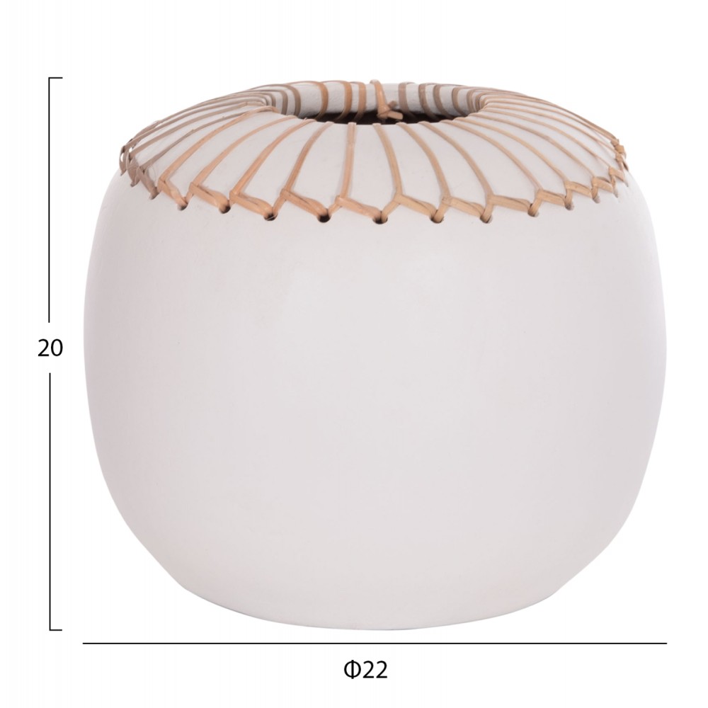 ΕΠΙΤΡΑΠΕΖΙΟ ΔΙΑΚΟΣΜΗΤΙΚΟ ΒΑΖΟ LENNOX HM4675.02L TΕΡΑΚΟΤΑ ΣΕ ΛΕΥΚΟ--Φ22x20Υεκ.