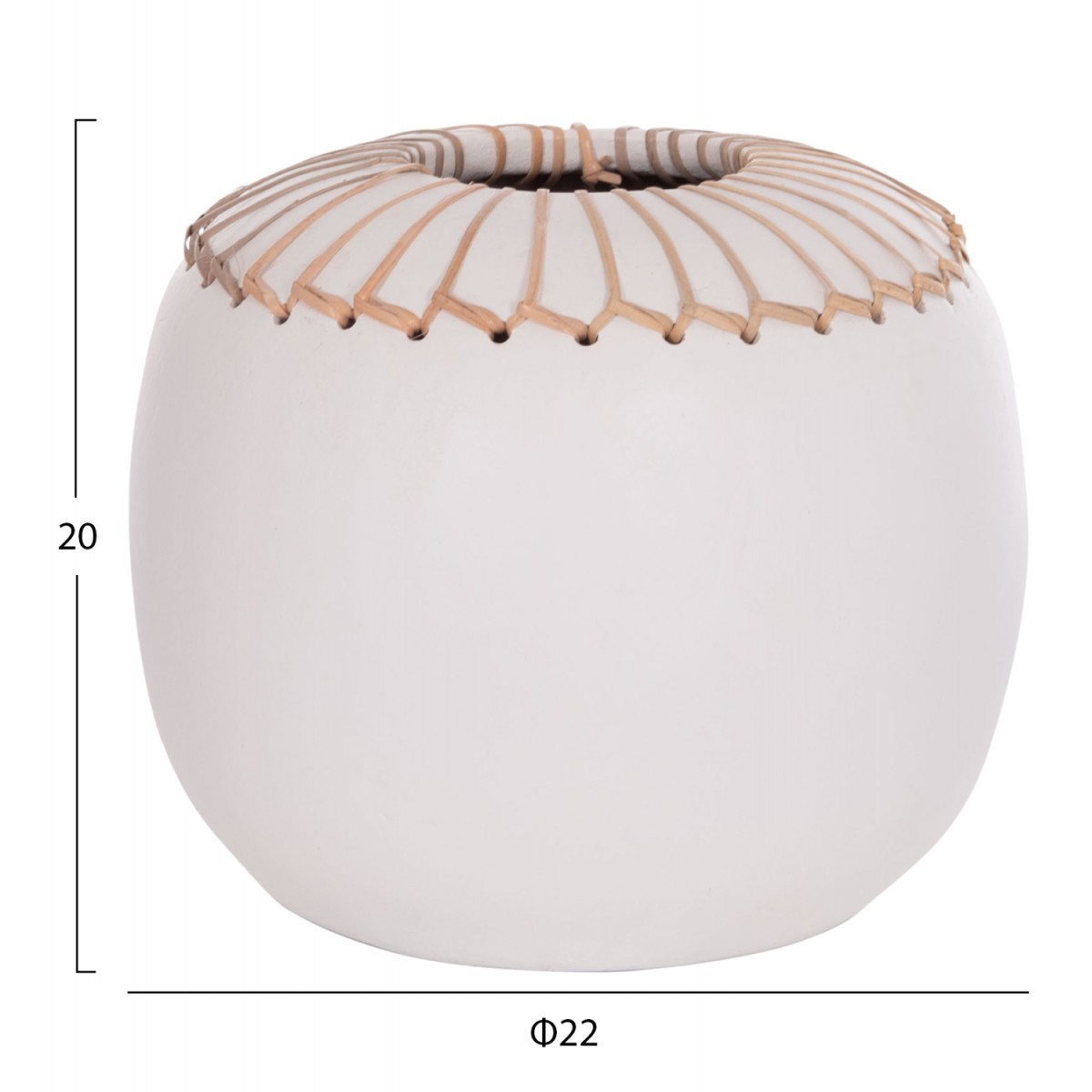 ΕΠΙΤΡΑΠΕΖΙΟ ΔΙΑΚΟΣΜΗΤΙΚΟ ΒΑΖΟ LENNOX HM4675.02L TΕΡΑΚΟΤΑ ΣΕ ΛΕΥΚΟ--Φ22x20Υεκ.