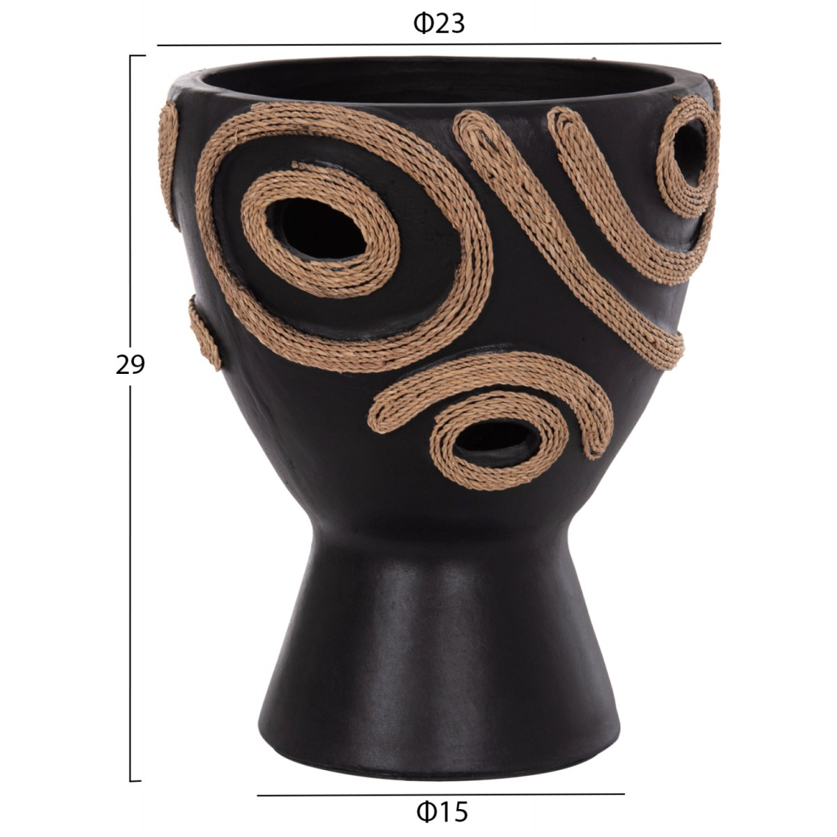 ΕΠΙΤΡΑΠΕΖΙΟ ΔΙΑΚΟΣΜΗΤΙΚΟ ΒΑΖΟ DEAN HM4678.01 ΤΕΡΑΚΟΤΑ ΣΕ ΜΑΥΡΟ--Φ23x29Υεκ.