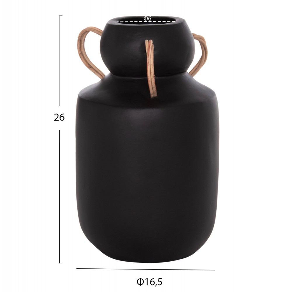 ΔΙΑΚΟΣΜΗΤΙΚΟ ΒΑΖΟ MIBO HM4688.01M ΤΕΡΑΚΟΤΑ ΜΑΥΡH--ΧΕΡΟΥΛΙΑ ΦΥΣΙΚΟ RATTAN Φ16,5x26Υεκ