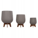 ΣΕΤ 3 ΓΛΑΣΤΡΕΣ ΜΕ TEAK ΒΑΣΕΙΣ TRYLL HM4681.03 FIBER CEMENT--ΓΚΡΙ