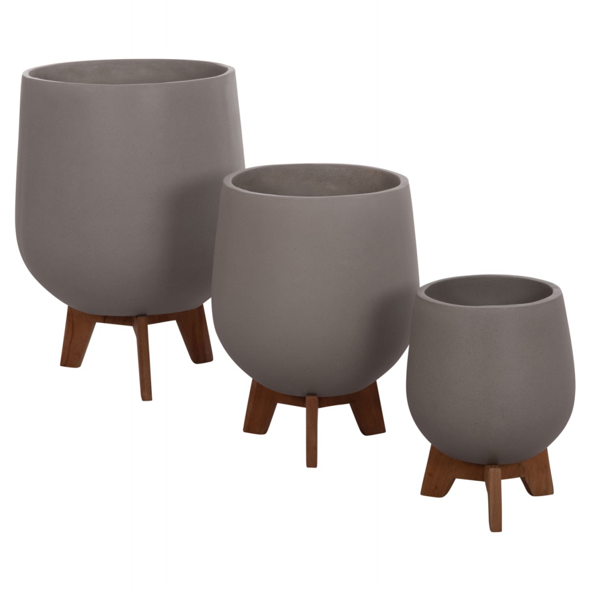 ΣΕΤ 3 ΓΛΑΣΤΡΕΣ ΜΕ TEAK ΒΑΣΕΙΣ TRYLL HM4681.03 FIBER CEMENT--ΓΚΡΙ