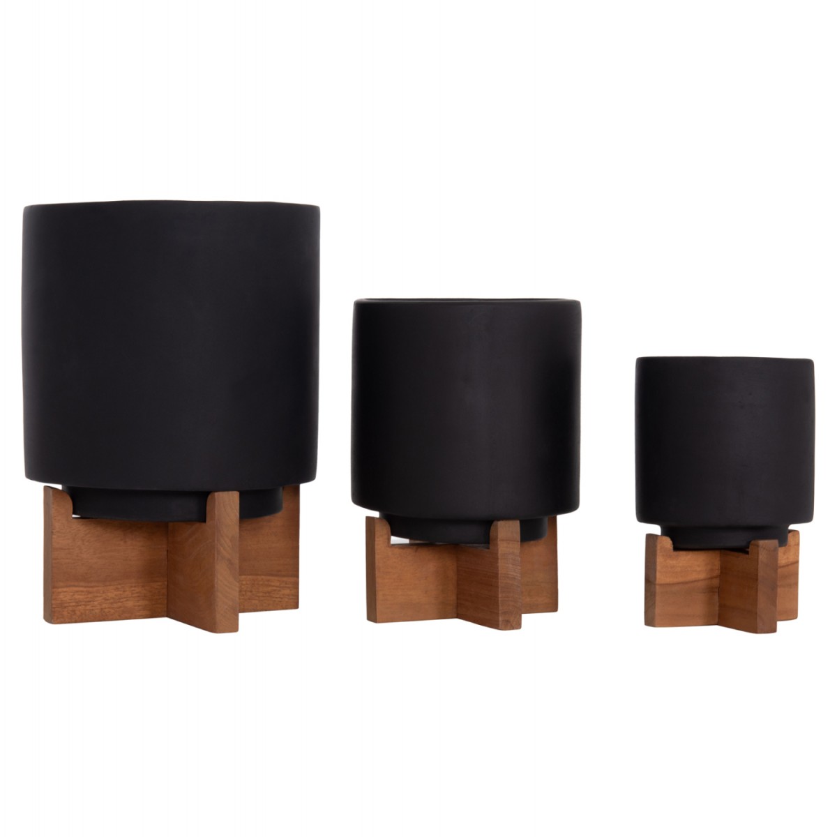 ΣΕΤ 3 ΓΛΑΣΤΡΕΣ ΜΕ TEAK ΒΑΣΕΙΣ TANTI HM4685.01 FIBER CEMENT ΣΕ ΜΑΥΡΟ ΧΡΩΜΑ