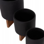 ΣΕΤ 3 ΓΛΑΣΤΡΕΣ ΜΕ TEAK ΒΑΣΕΙΣ TANTI HM4685.01 FIBER CEMENT ΣΕ ΜΑΥΡΟ ΧΡΩΜΑ