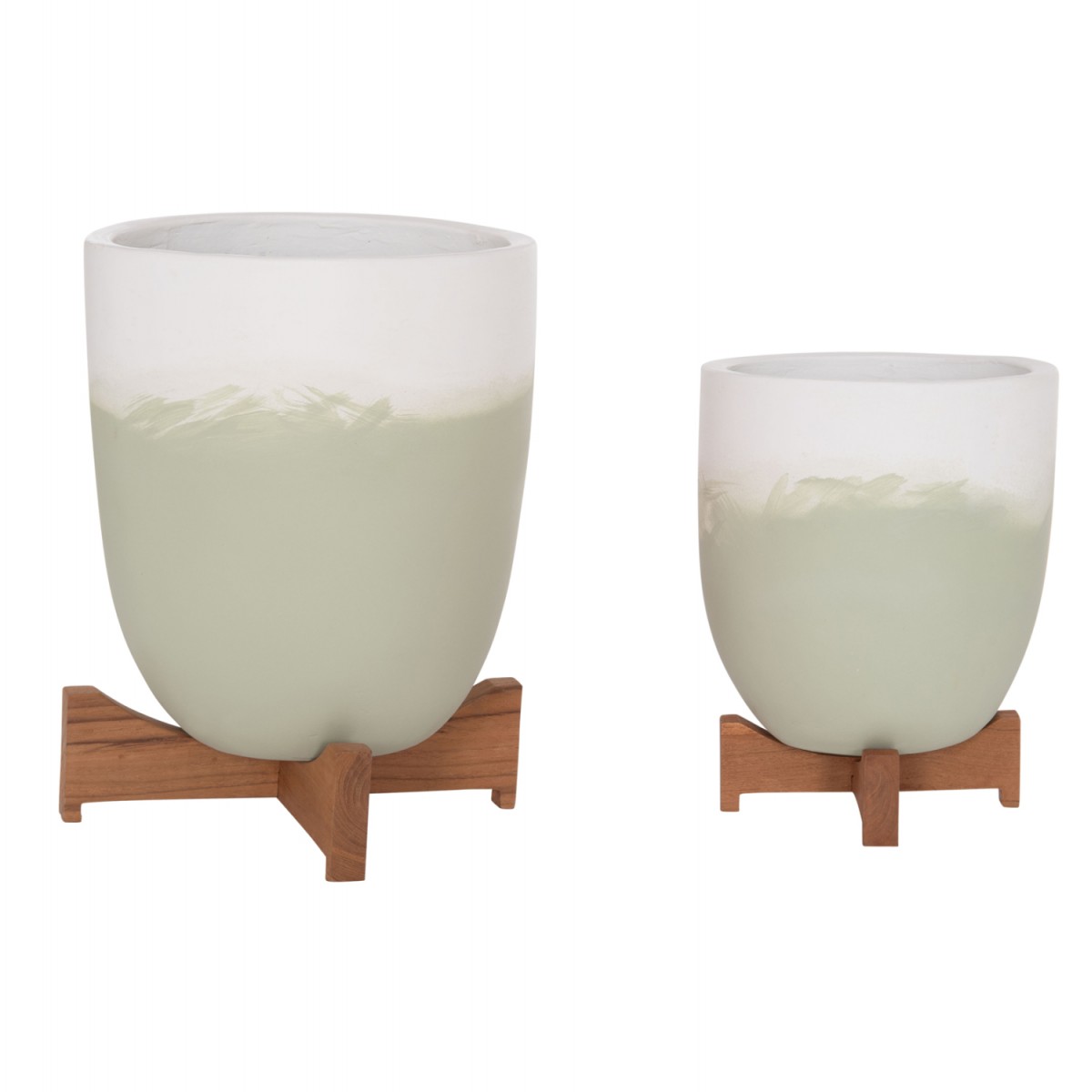 ΓΛΑΣΤΡΕΣ ΣΕΤ 2ΤΜΧ SEON HM4686.09 TERRACOTTA ΣΕ ΛΕΥΚΟ & ΠΡΑΣΙΝΟ--TEAK ΒΑΣΗ