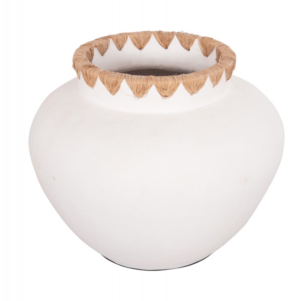 ΔΙΑΚΟΣΜΗΤΙΚΟ ΒΑΖΟ RENTON(L) HM4371 ΤΕΡΑΚΟΤΑ ΛΕΥΚΗ-ΠΛΕΞΗ ΨΑΘΑΣ ΣΤΟ ΣΤΟΜΙΟ Φ32x26,5Υεκ