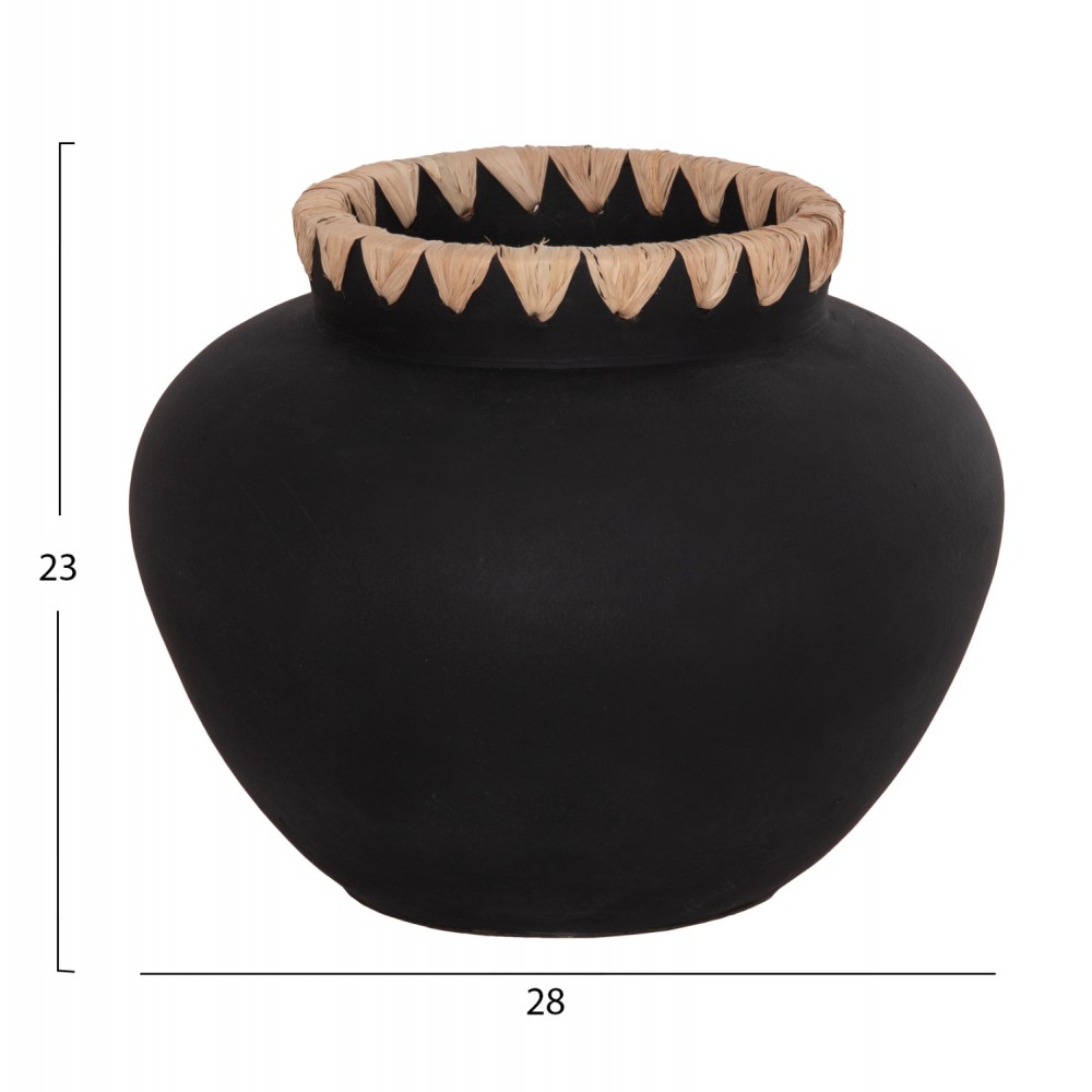 ΔΙΑΚΟΣΜΗΤΙΚΟ ΒΑΖΟ RENTON(M) HM4732 ΤΕΡΑΚΟΤΑ ΜΑΥΡH-ΠΛΕΞΗ ΨΑΘΑΣ ΣΤΟ ΣΤΟΜΙΟ Φ28x23Υεκ